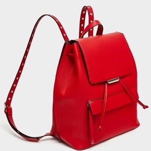 Zara Vegan Leather Red Backpack